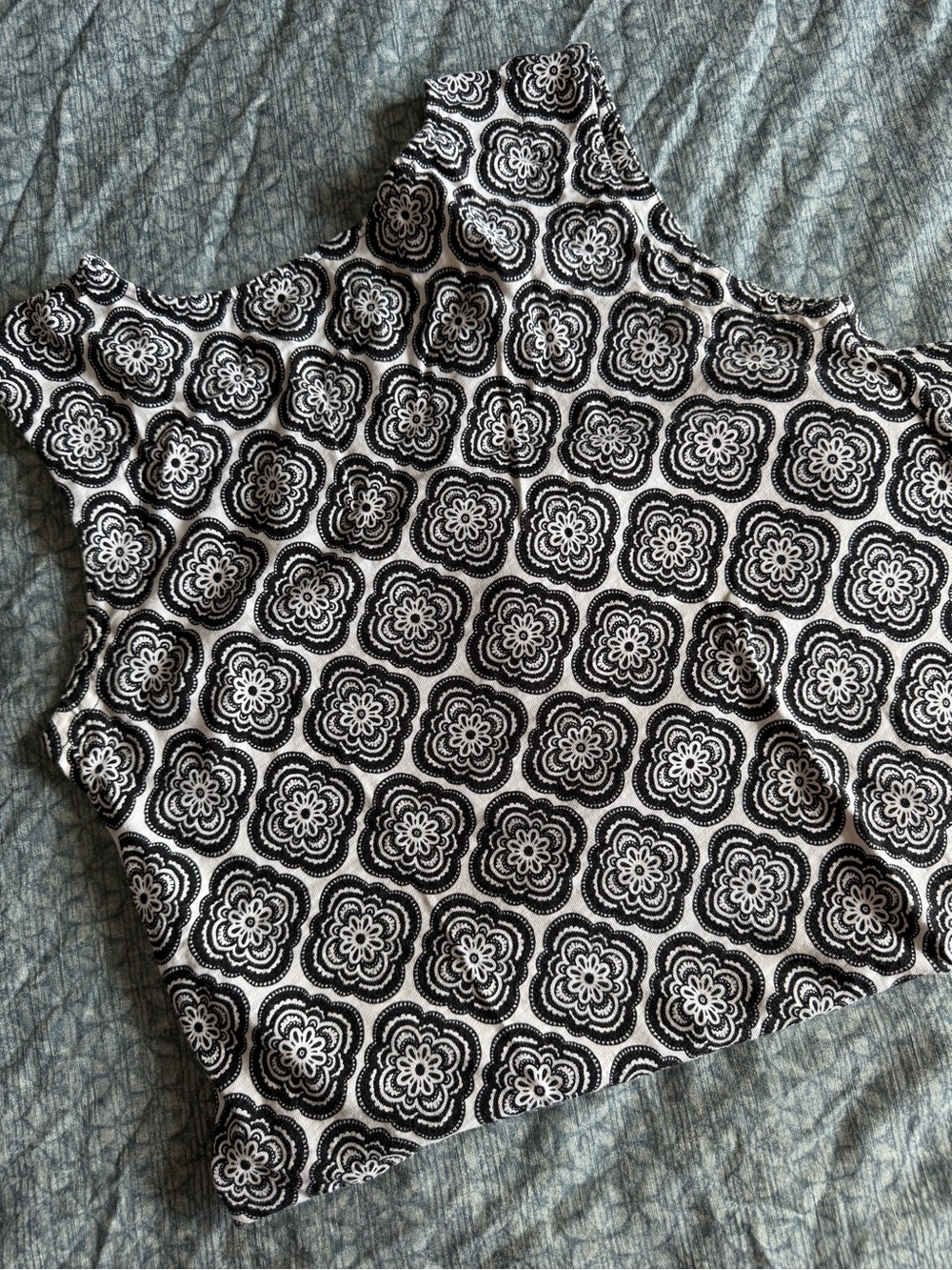 Boden Black & White Floral Geometric Mini Dress